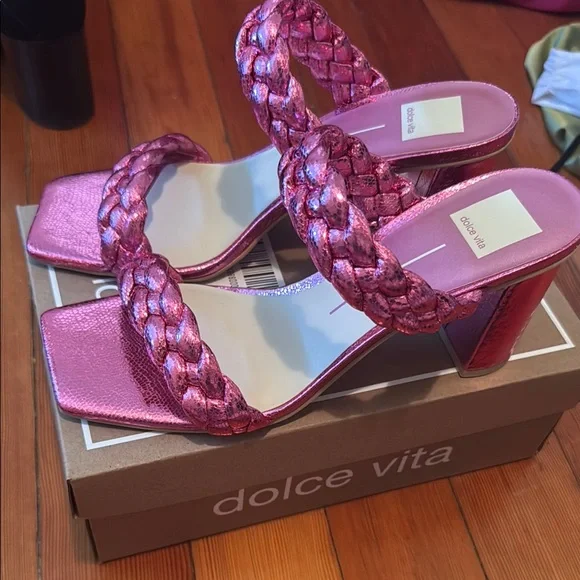 Dolce Vita Pink Braided Heels - Picture 1 of 1